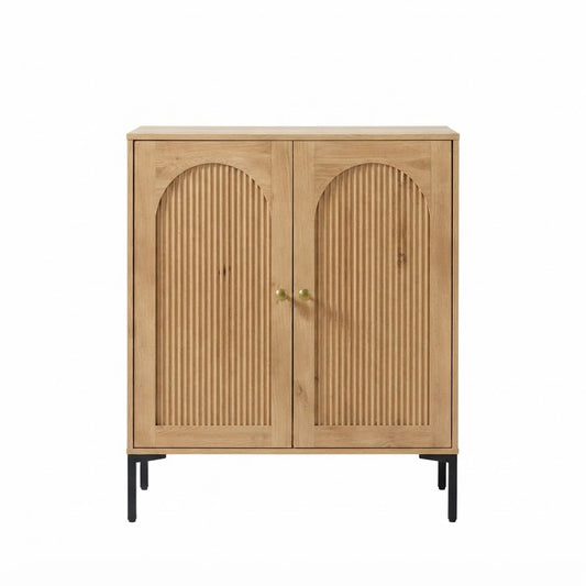 IFGET 92.6" Modern Arched Sideboard Buffet Cabinet - Natural