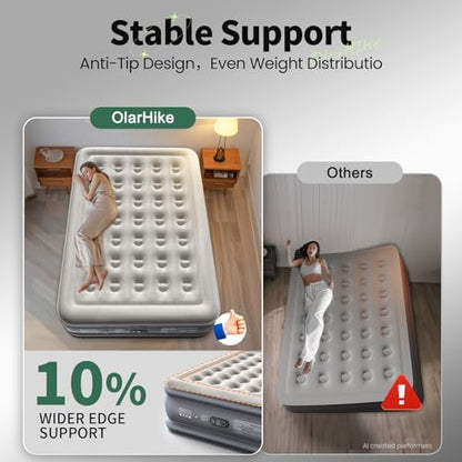 OlarHike Air Mattress Queen with Built in Pump, 18" H Blow up Bed, 700lb | Inflatable Mattress, Soft Airbed for Home and Guest, Colchones Inflables, Thicker PVC,10 Year Manufacturer Support|B0G5NY46MS
