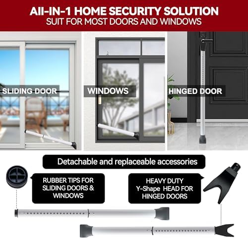 AceMining Door Security Bar, Patio Door Lock, 20-50 in | Sliding Glass Door Security Bar for Patio Door, Window Security and Door Stopper Protection, White|B0BKKTFWJK
