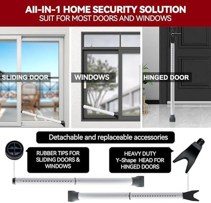 AceMining Door Security Bar, Patio Door Lock, 20-50 in | Sliding Glass Door Security Bar for Patio Door, Window Security and Door Stopper Protection, White|B0BKKTFWJK
