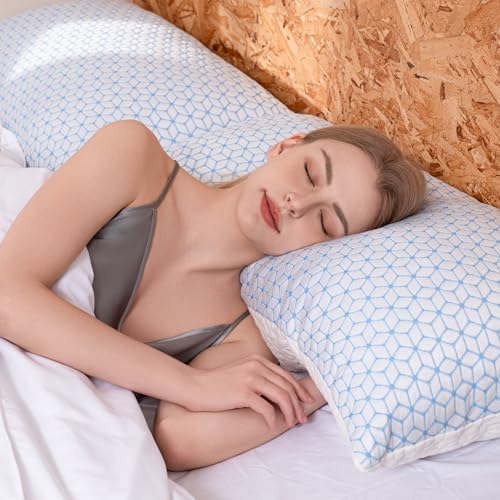 Love Attitude Pillows Queen Size Set of 2, Shredded Memory Foam Pillows | Firm and Cooling Queen Pillows 2 pack, Firmness Adjustable for Side Back Stomach Sleepers|B0C5D7XMTW