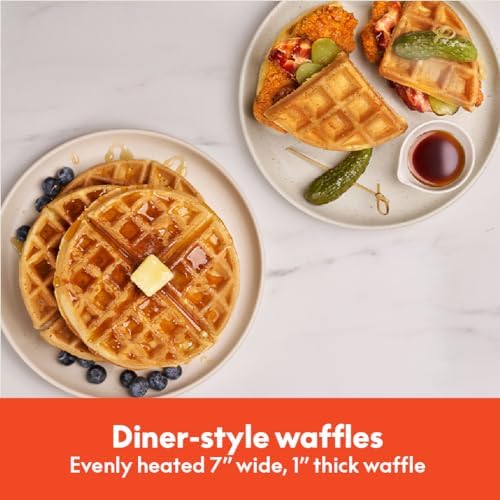 bella Flip-n-Store Waffle Maker with EverGood™ Ceramic Nonstick Coating, Fits-anywhere™ Kitchenware, Power Indicator Light, Cool Touch Handle & Cord Wrap, 7” Wide & 1" Deep Plates, 1000 Watt, Oatmilk|B0CYHZFMFX