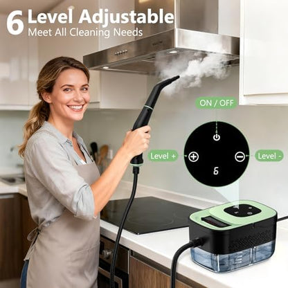 Steam Cleaner, Portable Steamer for Cleaning with 16pcs Accessories, 6-Level Adjustable and 15s Heat-Up, Handheld Steam Cleaner for Home, Tile, Dirt, Grout, Grease, Car Detailing|B0FR4NZN55