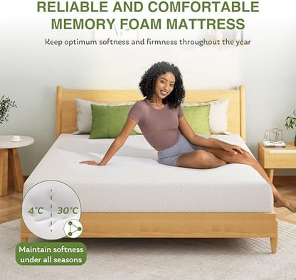 EGOHOME Full Size Memory Foam Mattress 8 Inch, Green Tea, Medium Firm | Bed Mattress in A Box, Cooling Green Tea Gel, Pressure Relief, CertiPUR-US Certified, Fiberglass Free, 75''L x 54''W, White|B0DKT9ZGW3
