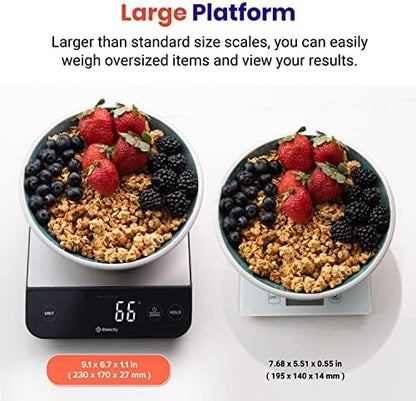 Etekcity 22lb Food Kitchen Scale, USB Rechargeable, IPX6 Waterproof | Digital scale with grams & ounces, 1g precision, 5 weight units, tare, ideal for baking, meal prep, Stainless Steel, Silver|B09HM2TN5Z