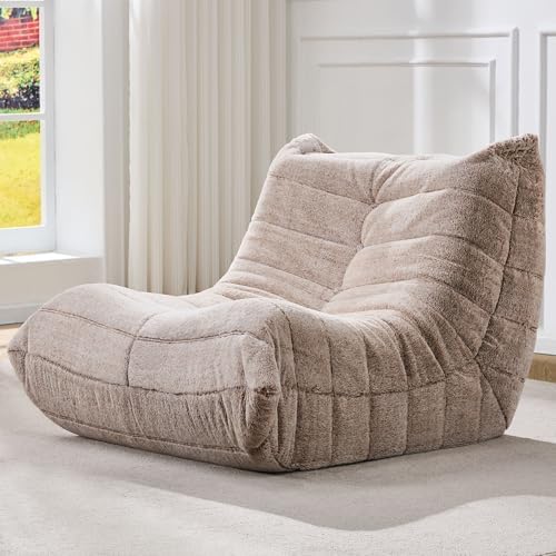 Hobestluk Large Bean Bag Chairs Sofa for Adults Giant BeanBag Couch Lounger | Ergonomic Design,Memory Foam,Washable Cover,Oversized Comfy Chaise Lounger Boneless Couch Living Room | Stripe Grey Large|B0DFB81517