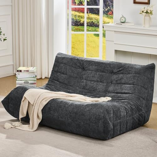 Hobestluk Large Bean Bag Chairs Sofa for Adults Giant BeanBag Couch Lounger | Ergonomic Design,Memory Foam,Washable Cover,Oversized Comfy Chaise Lounger Boneless Couch Living Room | Stripe Grey Large|B0DFB81517
