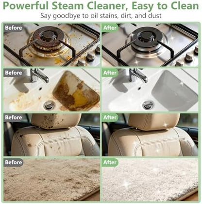 Steam Cleaner, Portable Steamer for Cleaning with 16pcs Accessories, 6-Level Adjustable and 15s Heat-Up, Handheld Steam Cleaner for Home, Tile, Dirt, Grout, Grease, Car Detailing|B0FR4NZN55