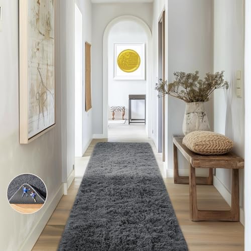 Ophanie Area Rugs for Living Room Bedroom, Washable Non-Slip Fluffy Soft Grey Shag Carpet, Indoor Floor Gray 4x6 Fuzzy Shaggy Living Room Plush Rug for Kids Home Dorm Decor Aesthetic|B0852WLH7M