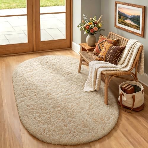 Ophanie Area Rugs for Living Room Bedroom, Washable Non-Slip Fluffy Soft Grey Shag Carpet, Indoor Floor Gray 4x6 Fuzzy Shaggy Living Room Plush Rug for Kids Home Dorm Decor Aesthetic|B0852WLH7M