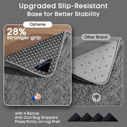 Ophanie Area Rugs for Living Room Bedroom, Washable Non-Slip Fluffy Soft Grey Shag Carpet, Indoor Floor Gray 4x6 Fuzzy Shaggy Living Room Plush Rug for Kids Home Dorm Decor Aesthetic|B0852WLH7M