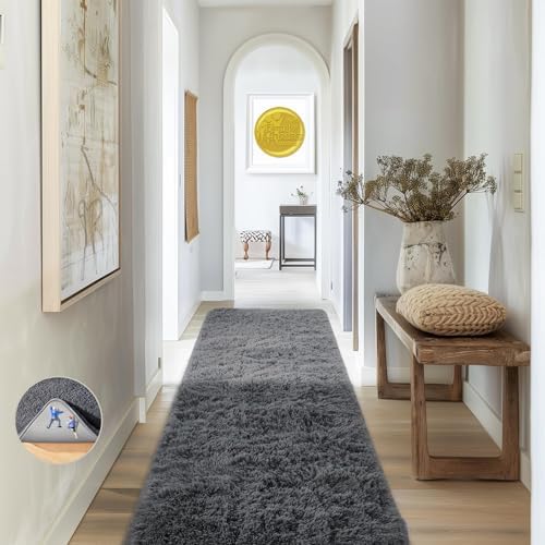 Ophanie Area Rugs for Living Room Bedroom, Washable Non-Slip Fluffy Soft Grey Shag Carpet, Indoor Floor Gray 4x6 Fuzzy Shaggy Living Room Plush Rug for Kids Home Dorm Decor Aesthetic|B0852WLH7M