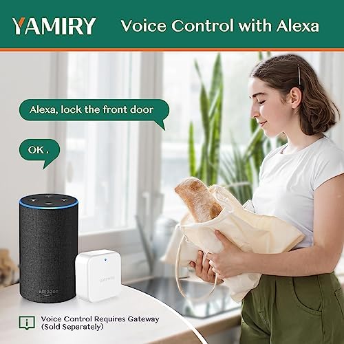 Yamiry Smart Door Lock, Biometric Fingerprint, Keyless Entry, App Control, 6 Ways to Unlock, DIY Installation, Black | Fingerprint Unlock, Easy DIY Install, Auto-Lock, App Control, Remote & Voice Control|B09KRC198X