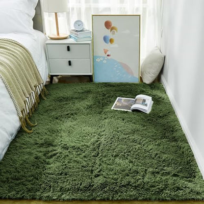 Ophanie Area Rugs for Living Room Bedroom, Washable Non-Slip Fluffy Soft Grey Shag Carpet, Indoor Floor Gray 4x6 Fuzzy Shaggy Living Room Plush Rug for Kids Home Dorm Decor Aesthetic|B0852WLH7M
