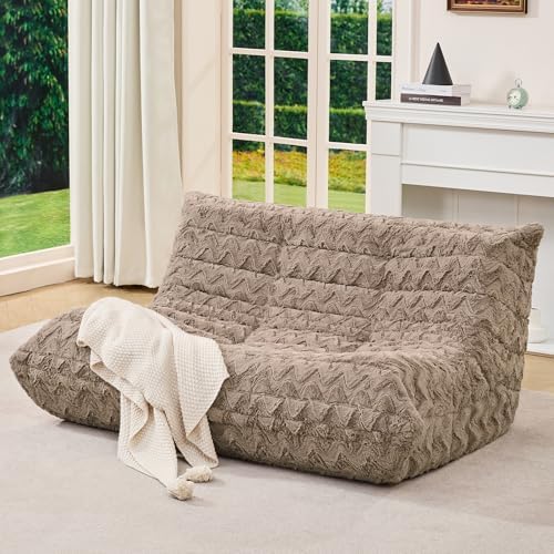 Hobestluk Large Bean Bag Chairs Sofa for Adults Giant BeanBag Couch Lounger | Ergonomic Design,Memory Foam,Washable Cover,Oversized Comfy Chaise Lounger Boneless Couch Living Room | Stripe Grey Large|B0DFB81517