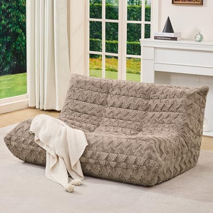 Hobestluk Large Bean Bag Chairs Sofa for Adults Giant BeanBag Couch Lounger | Ergonomic Design,Memory Foam,Washable Cover,Oversized Comfy Chaise Lounger Boneless Couch Living Room | Stripe Grey Large|B0DFB81517