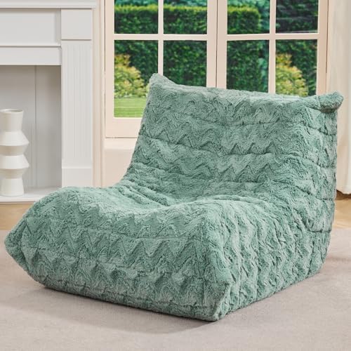 Hobestluk Large Bean Bag Chairs Sofa for Adults Giant BeanBag Couch Lounger | Ergonomic Design,Memory Foam,Washable Cover,Oversized Comfy Chaise Lounger Boneless Couch Living Room | Stripe Grey Large|B0DFB81517