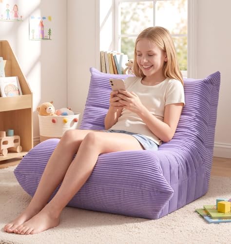 Hobestluk Large Bean Bag Chairs Sofa for Adults Giant BeanBag Couch Lounger | Ergonomic Design,Memory Foam,Washable Cover,Oversized Comfy Chaise Lounger Boneless Couch Living Room | Stripe Grey Large|B0DFB81517