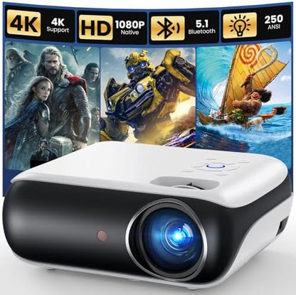 HAPPRUN Native 1080P Outdoor Smart Projector-Standard | Native 1080P • Mini & Portable • Easy Setup • Built-in Speaker • Indoor & Outdoor • Phone, Laptop & PS5 Compatible|B0B28G5Y4R