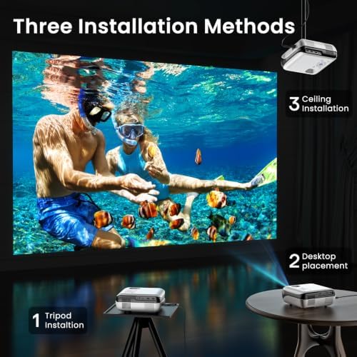 HAPPRUN Native 1080P Outdoor Smart Projector-Standard | Native 1080P • Mini & Portable • Easy Setup • Built-in Speaker • Indoor & Outdoor • Phone, Laptop & PS5 Compatible|B0B28G5Y4R