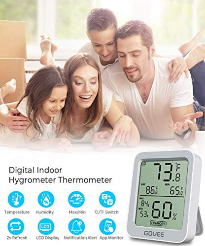 Govee Indoor Hygrometer Thermometer H5075 with Bluetooth App Control | Room Temperature Humidity Meter, 164ft Remote Monitor, Smart Alerts, 2 Years Data Storage Export, for Bedroom Wine Cellar|B0872V9WJ5