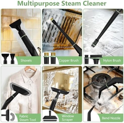 Steam Cleaner, Portable Steamer for Cleaning with 16pcs Accessories, 6-Level Adjustable and 15s Heat-Up, Handheld Steam Cleaner for Home, Tile, Dirt, Grout, Grease, Car Detailing|B0FR4NZN55