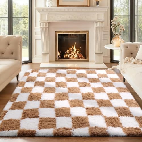 Ophanie Area Rugs for Living Room Bedroom, Washable Non-Slip Fluffy Soft Grey Shag Carpet, Indoor Floor Gray 4x6 Fuzzy Shaggy Living Room Plush Rug for Kids Home Dorm Decor Aesthetic|B0852WLH7M