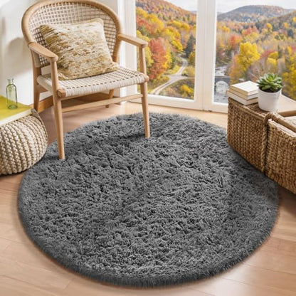 Ophanie Area Rugs for Living Room Bedroom, Washable Non-Slip Fluffy Soft Grey Shag Carpet, Indoor Floor Gray 4x6 Fuzzy Shaggy Living Room Plush Rug for Kids Home Dorm Decor Aesthetic|B0852WLH7M