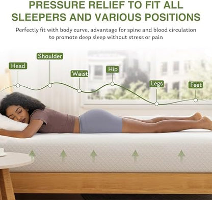 EGOHOME Full Size Memory Foam Mattress 8 Inch, Green Tea, Medium Firm | Bed Mattress in A Box, Cooling Green Tea Gel, Pressure Relief, CertiPUR-US Certified, Fiberglass Free, 75''L x 54''W, White|B0DKT9ZGW3