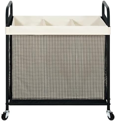 STO STO Laundry Hamper 2 Section, 100L Rolling Laundry Sorter Cart with Removable and Washable Liner Bag, Clothes Hamper with Wheels and Metal Handle for Laundry Room and Bedroom|B0CQ4MRB64