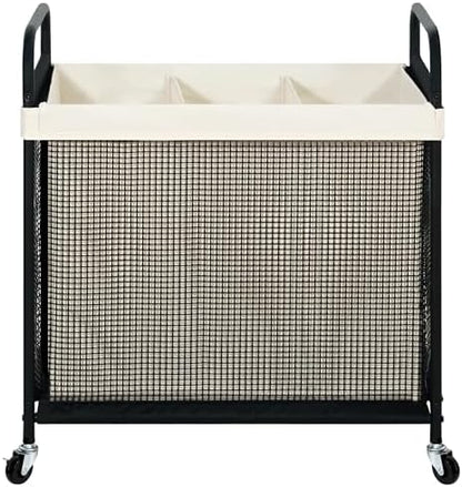 STO STO Laundry Hamper 2 Section, 100L Rolling Laundry Sorter Cart with Removable and Washable Liner Bag, Clothes Hamper with Wheels and Metal Handle for Laundry Room and Bedroom|B0CQ4MRB64