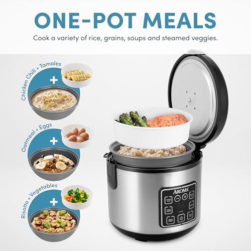 AROMA Digital Rice Cooker, 4-Cup (Uncooked) / 8-Cup (Cooked), Steamer, Grain Cooker, Multicooker, 2 Qt, Stainless Steel Exterior, ARC-914SBD|B007WQ9YNO