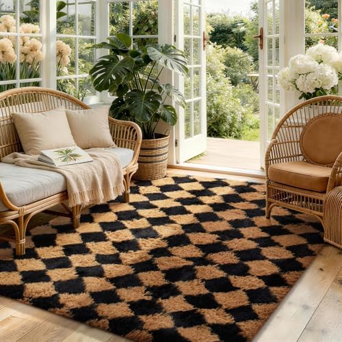 Ophanie Area Rugs for Living Room Bedroom, Washable Non-Slip Fluffy Soft Grey Shag Carpet, Indoor Floor Gray 4x6 Fuzzy Shaggy Living Room Plush Rug for Kids Home Dorm Decor Aesthetic|B0852WLH7M