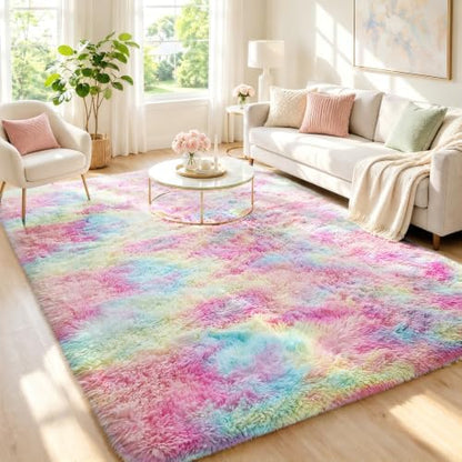 Ophanie Area Rugs for Living Room Bedroom, Washable Non-Slip Fluffy Soft Grey Shag Carpet, Indoor Floor Gray 4x6 Fuzzy Shaggy Living Room Plush Rug for Kids Home Dorm Decor Aesthetic|B0852WLH7M