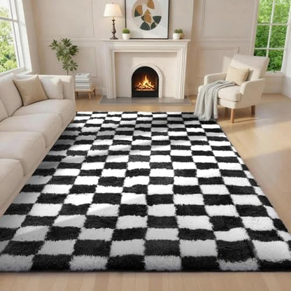 Ophanie Area Rugs for Living Room Bedroom, Washable Non-Slip Fluffy Soft Grey Shag Carpet, Indoor Floor Gray 4x6 Fuzzy Shaggy Living Room Plush Rug for Kids Home Dorm Decor Aesthetic|B0852WLH7M