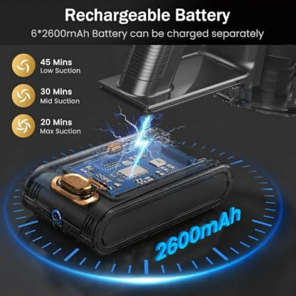 Cordless Vacuum Cleaner, 10-in-1 Lightweight Stick Vacuum with 45mins Runtime, Powerful Suction, LED Touch Screen, Rechargeable Vacuum Cleaners for Home Hardwood Floor Carpet Pet Hair (Gold)|B0F94K5L8D