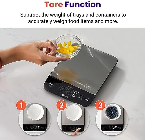 Etekcity 22lb Food Kitchen Scale, USB Rechargeable, IPX6 Waterproof | Digital scale with grams & ounces, 1g precision, 5 weight units, tare, ideal for baking, meal prep, Stainless Steel, Silver|B09HM2TN5Z