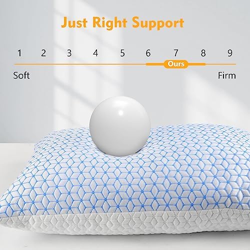 Love Attitude Pillows Queen Size Set of 2, Shredded Memory Foam Pillows | Firm and Cooling Queen Pillows 2 pack, Firmness Adjustable for Side Back Stomach Sleepers|B0C5D7XMTW