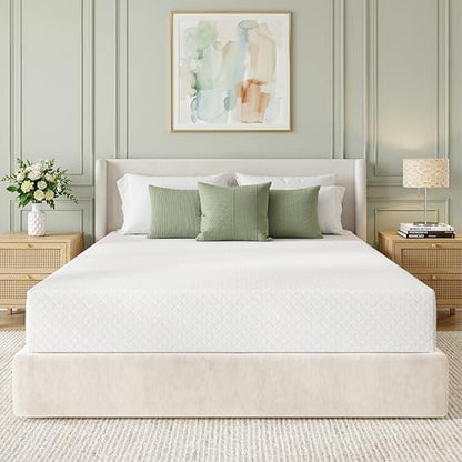 EGOHOME Full Size Memory Foam Mattress 8 Inch, Green Tea, Medium Firm | Bed Mattress in A Box, Cooling Green Tea Gel, Pressure Relief, CertiPUR-US Certified, Fiberglass Free, 75''L x 54''W, White|B0DKT9ZGW3