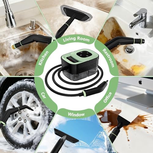 Steam Cleaner, Portable Steamer for Cleaning with 16pcs Accessories, 6-Level Adjustable and 15s Heat-Up, Handheld Steam Cleaner for Home, Tile, Dirt, Grout, Grease, Car Detailing|B0FR4NZN55