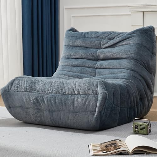 Hobestluk Large Bean Bag Chairs Sofa for Adults Giant BeanBag Couch Lounger | Ergonomic Design,Memory Foam,Washable Cover,Oversized Comfy Chaise Lounger Boneless Couch Living Room | Stripe Grey Large|B0DFB81517