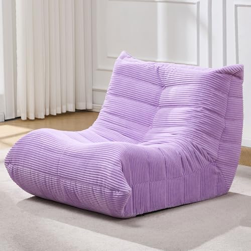 Hobestluk Large Bean Bag Chairs Sofa for Adults Giant BeanBag Couch Lounger | Ergonomic Design,Memory Foam,Washable Cover,Oversized Comfy Chaise Lounger Boneless Couch Living Room | Stripe Grey Large|B0DFB81517