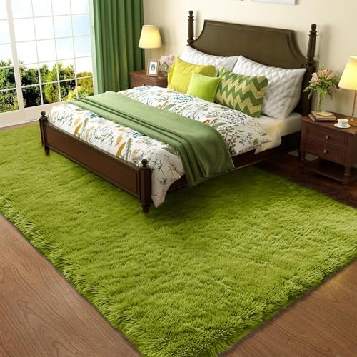 Ophanie Area Rugs for Living Room Bedroom, Washable Non-Slip Fluffy Soft Grey Shag Carpet, Indoor Floor Gray 4x6 Fuzzy Shaggy Living Room Plush Rug for Kids Home Dorm Decor Aesthetic|B0852WLH7M