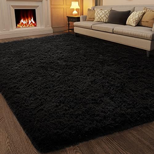 Ophanie Area Rugs for Living Room Bedroom, Washable Non-Slip Fluffy Soft Grey Shag Carpet, Indoor Floor Gray 4x6 Fuzzy Shaggy Living Room Plush Rug for Kids Home Dorm Decor Aesthetic|B0852WLH7M