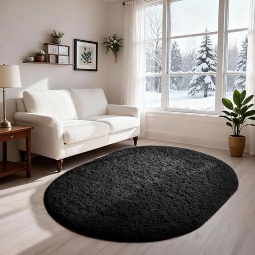 Ophanie Area Rugs for Living Room Bedroom, Washable Non-Slip Fluffy Soft Grey Shag Carpet, Indoor Floor Gray 4x6 Fuzzy Shaggy Living Room Plush Rug for Kids Home Dorm Decor Aesthetic|B0852WLH7M