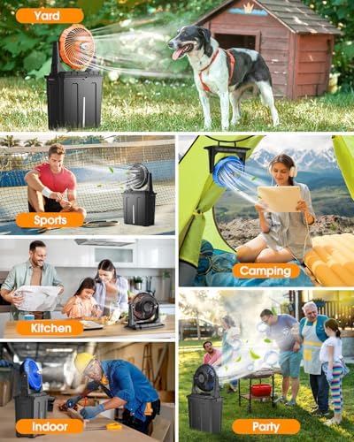 Ausic 10″ 9L Portable Misting Fan, [Max 55Hrs] Golf Cart Mister Fan for Outside Patios, 20000mAh Outdoor Rechargeable Battery Operated Water Cooling Fan, Summer Camping Essentials - 3 Spray Misters|B0CSYNJNV1