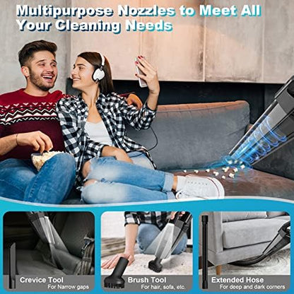 Blestan Handheld Vacuum Cordless Portable Car Vacuum with LED Light, High Power Suction, 3 in 1, Lightweight Rechargeable Hand Vacuum, Hand Held Vacuum Cleaner for Car Home Office, Pet Hair, Black|B0F8QG3MH9