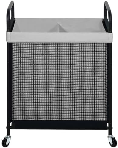 STO STO Laundry Hamper 2 Section, 100L Rolling Laundry Sorter Cart with Removable and Washable Liner Bag, Clothes Hamper with Wheels and Metal Handle for Laundry Room and Bedroom|B0CQ4MRB64