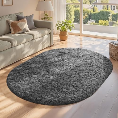 Ophanie Area Rugs for Living Room Bedroom, Washable Non-Slip Fluffy Soft Grey Shag Carpet, Indoor Floor Gray 4x6 Fuzzy Shaggy Living Room Plush Rug for Kids Home Dorm Decor Aesthetic|B0852WLH7M