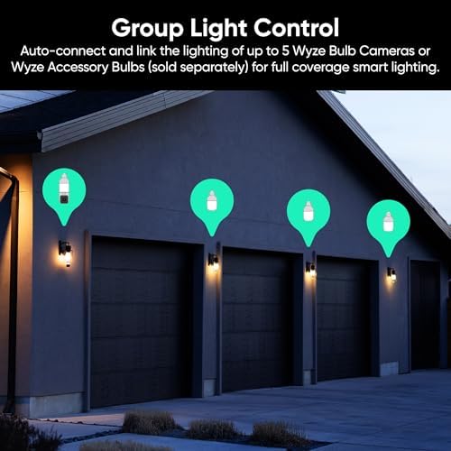 WYZE Bulb Cam - 2K HD Smart Light Bulb Security Camera with Color Night Vision, 800-Lumen Dimmable LED, 160° Wide View, Motion Detection & Siren, E26 Socket, Alexa/Google/IFTTT|B0DPKWGZ1D
